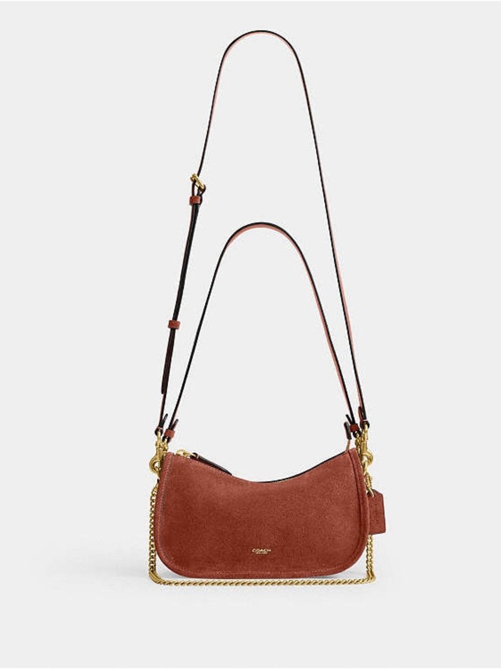 NWT Coach Waverly Bag Brass / Clay Suede Crossbody Shoulder Bag CDD78 - Picture 14 of 14